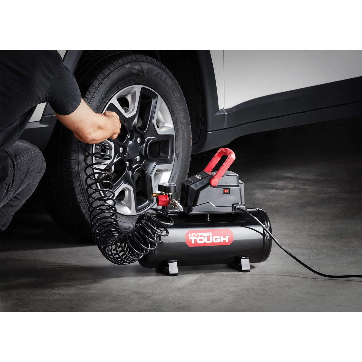 3 Gallon Oil-free Portable Air Compressor with Hose & Inflation Accessory Kit, 100 PSI B742