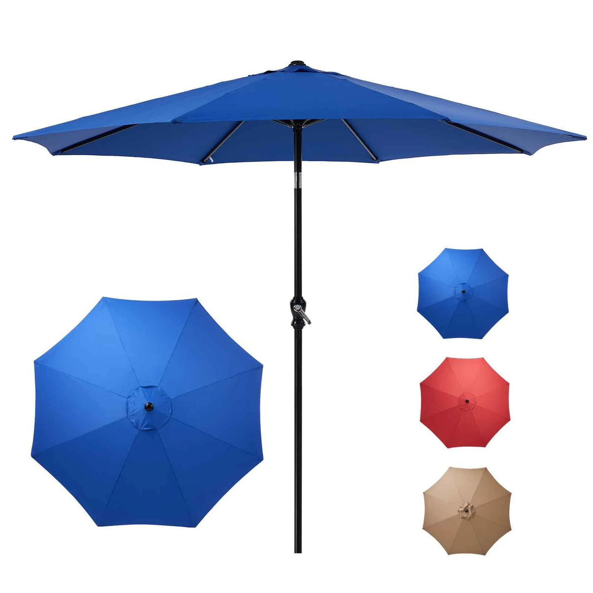9-Ft Outdoor Patio Umbrella with Push Button Tilt and Crank W49859