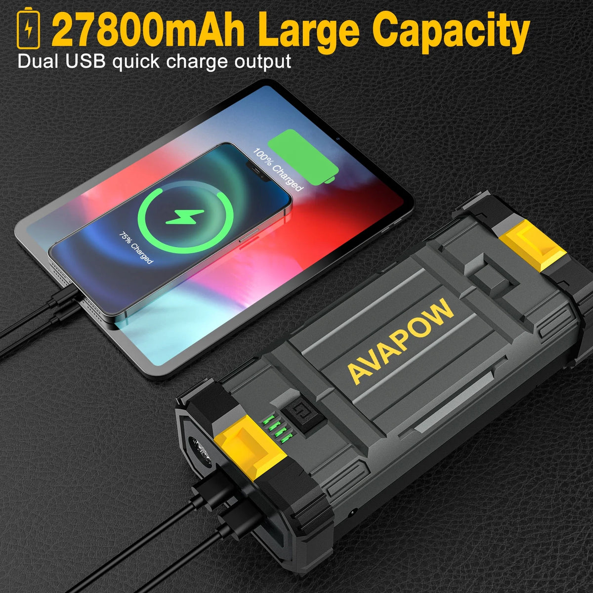 4000A Peak 12V Portable Car Jump Starter with LED Light R30671