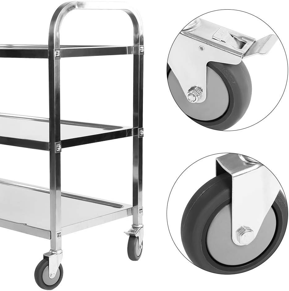 3 Tier Stainless Steel Utility Cart with Wheels J16928