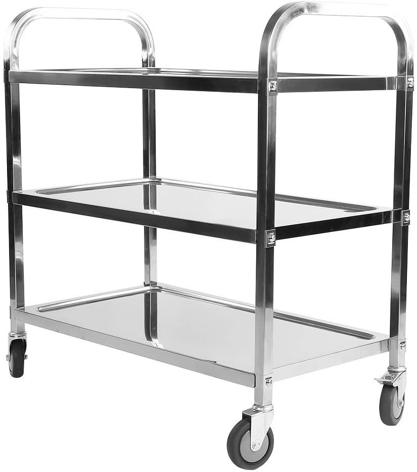 3 Tier Stainless Steel Utility Cart with Wheels J16928