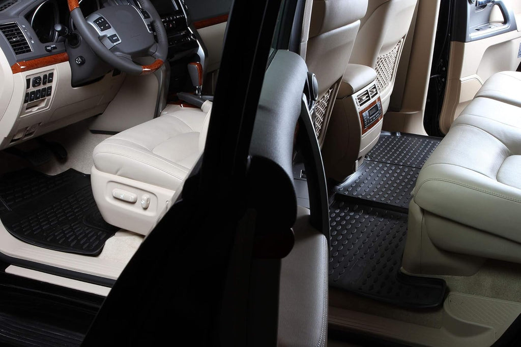 Black Floor Mats Front & 2nd Row Seat Liner Set C801