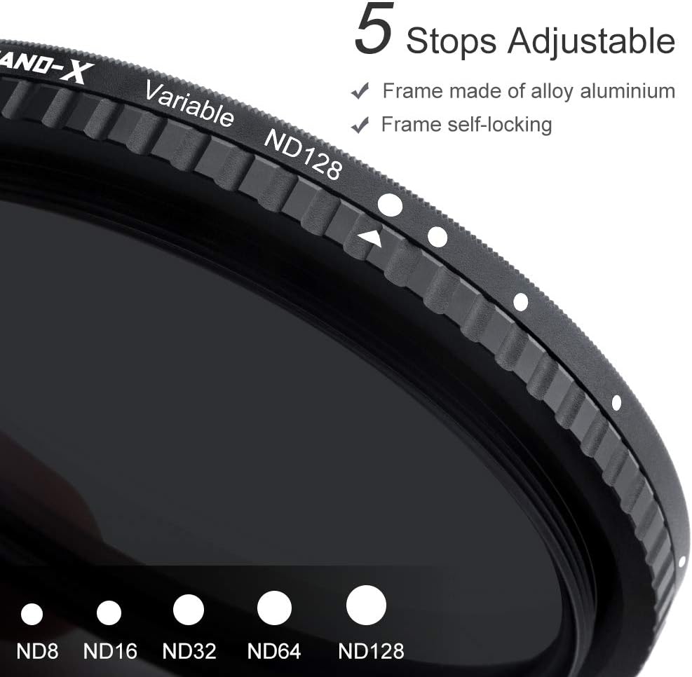 55mm Variable ND Filter ND8-ND128 3-7 Stop Hydrophobic Camera Lens Filter M230051