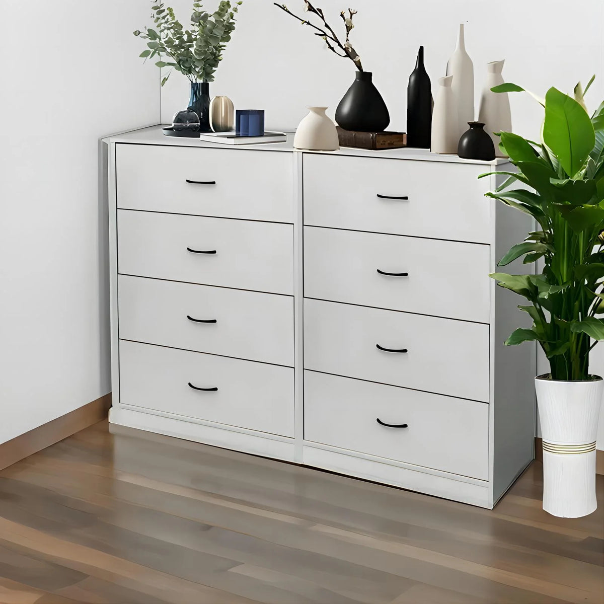 4 Drawer Light Gray Wood Dresser U168296