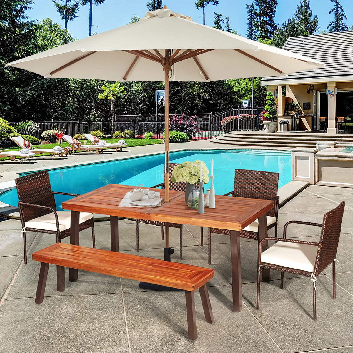 Acacia Wood Rectangular Dining Table H359821
