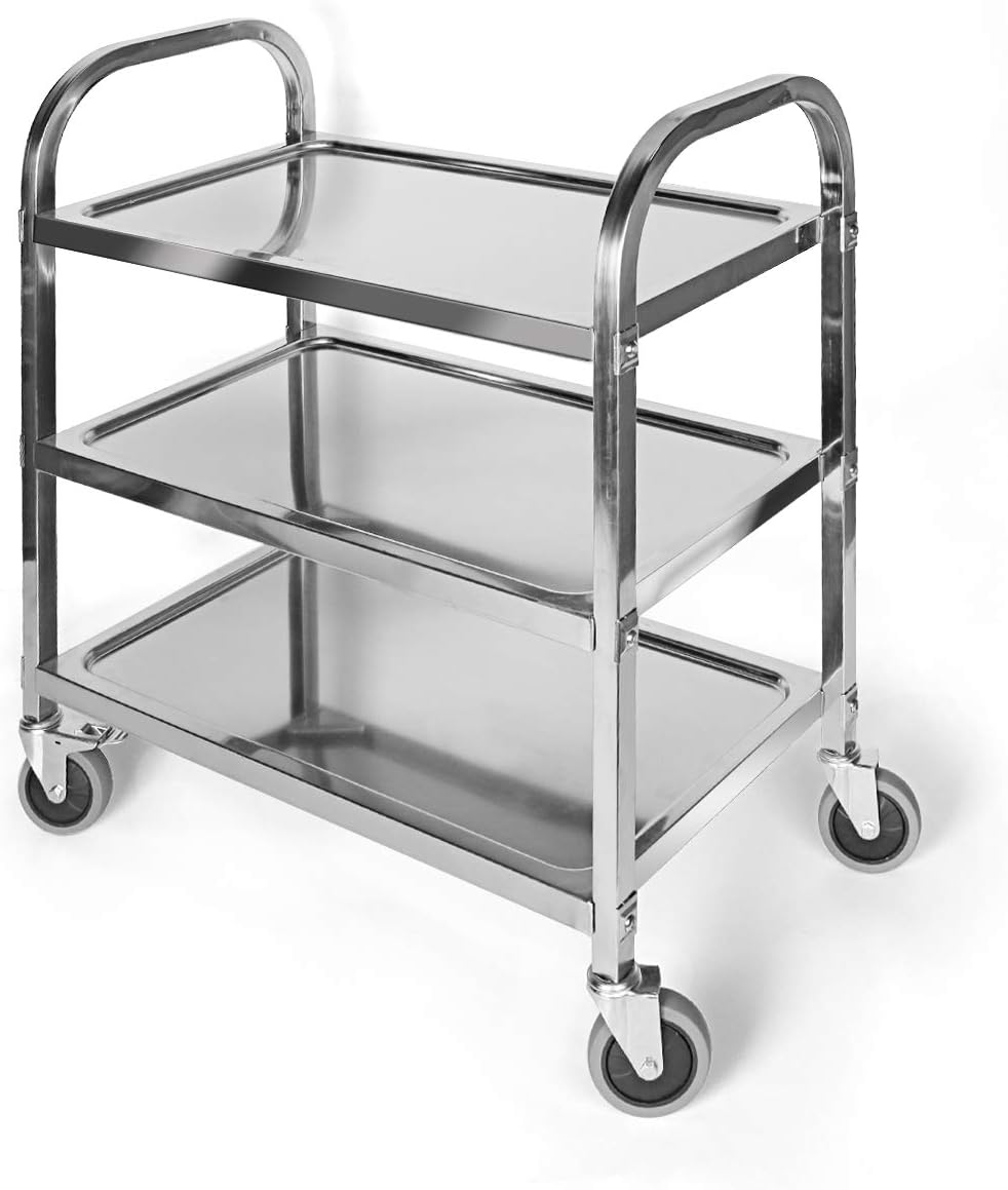 3 Tier Stainless Steel Utility Cart with Wheels J16928