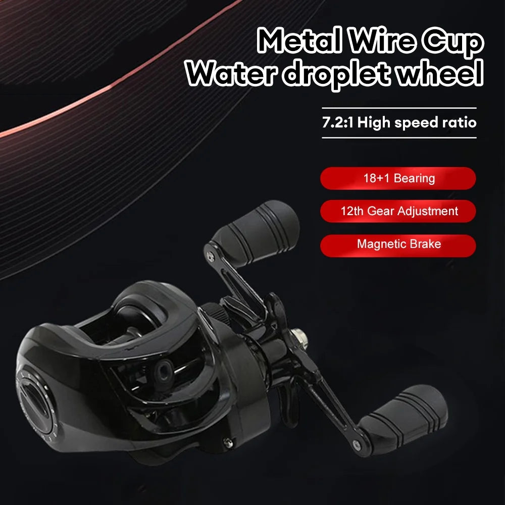 Baitcasting Fishing Reel Graphite Frame 7.2:1 Gear Ratio Low Profile B79395