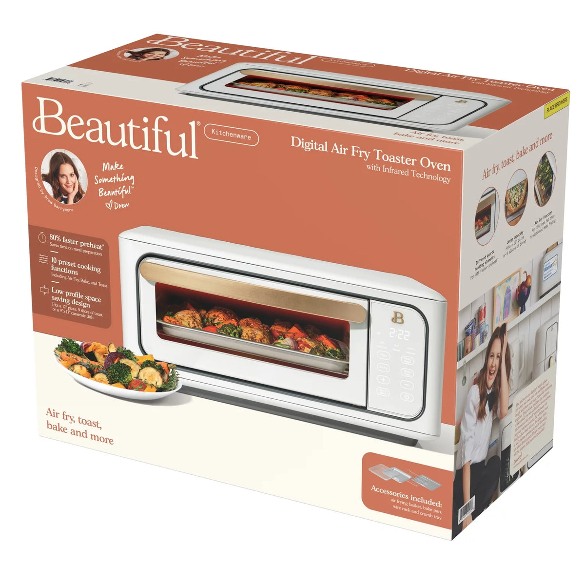Infrared Air Fry Toaster Oven, 9-Slice, 1800 W, White V63991