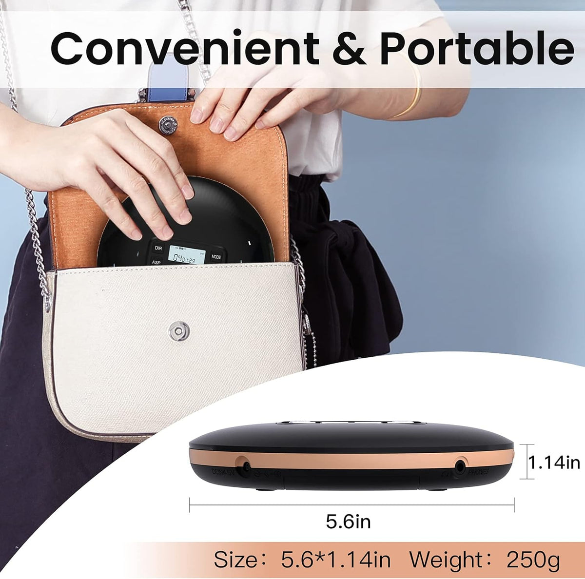 Portable CD Player with Headphones Black S4449
