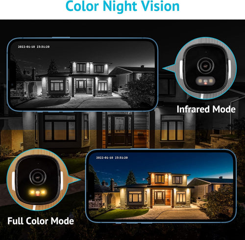 2K Wired Outdoor Security Camera with Color Night Vision W38525