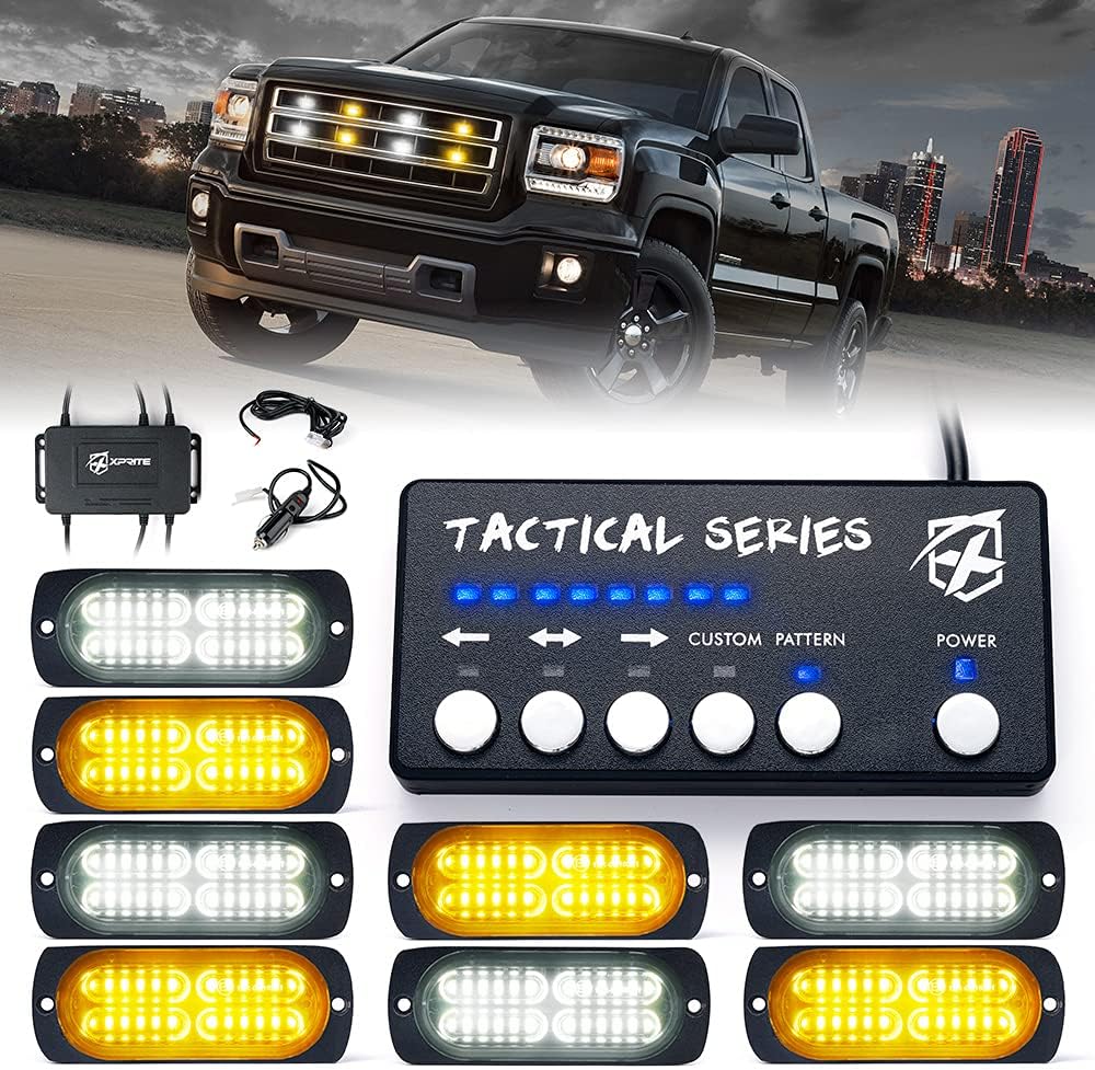 Amber White Surface Mount Strobe Lights Kit 8PCS N54392
