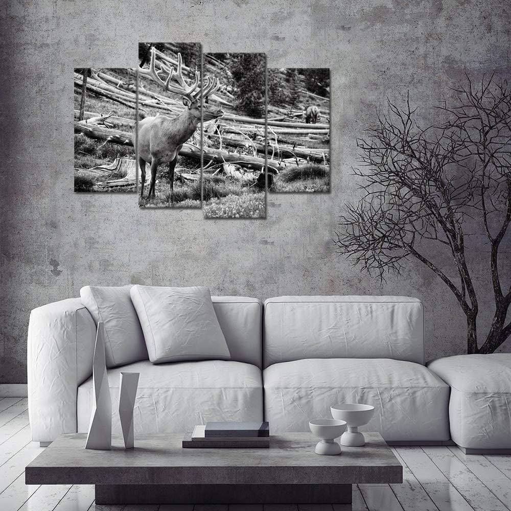 Black and White Deer Canvas Wall Art 4 Pieces P328