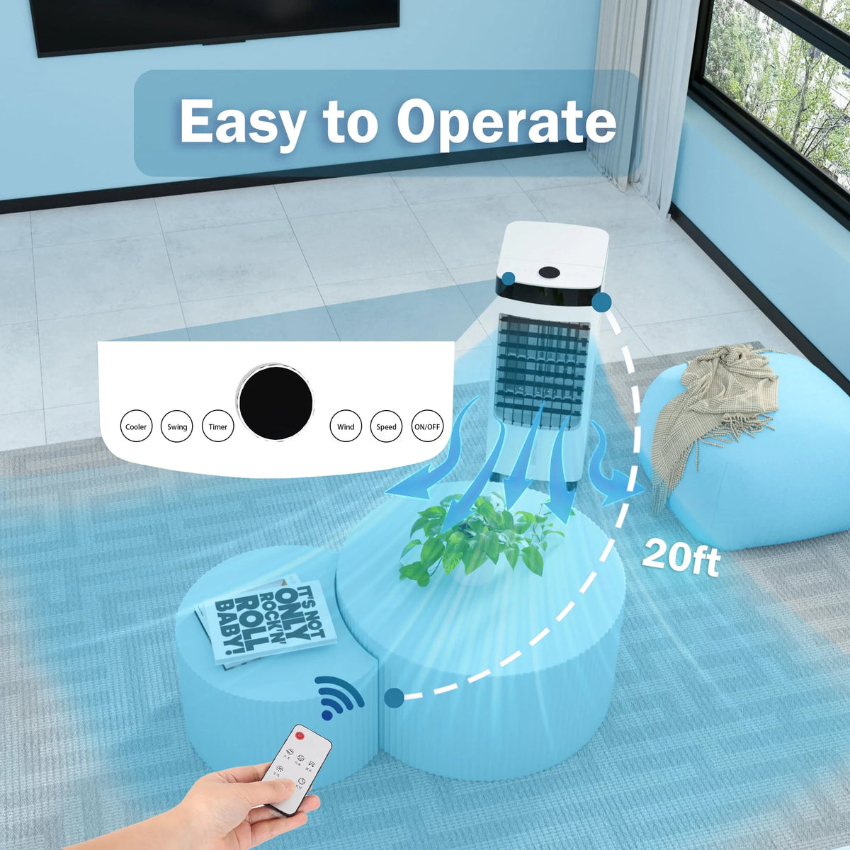 Portable Oscillating Evaporative Air Cooler with 3 Speeds T681