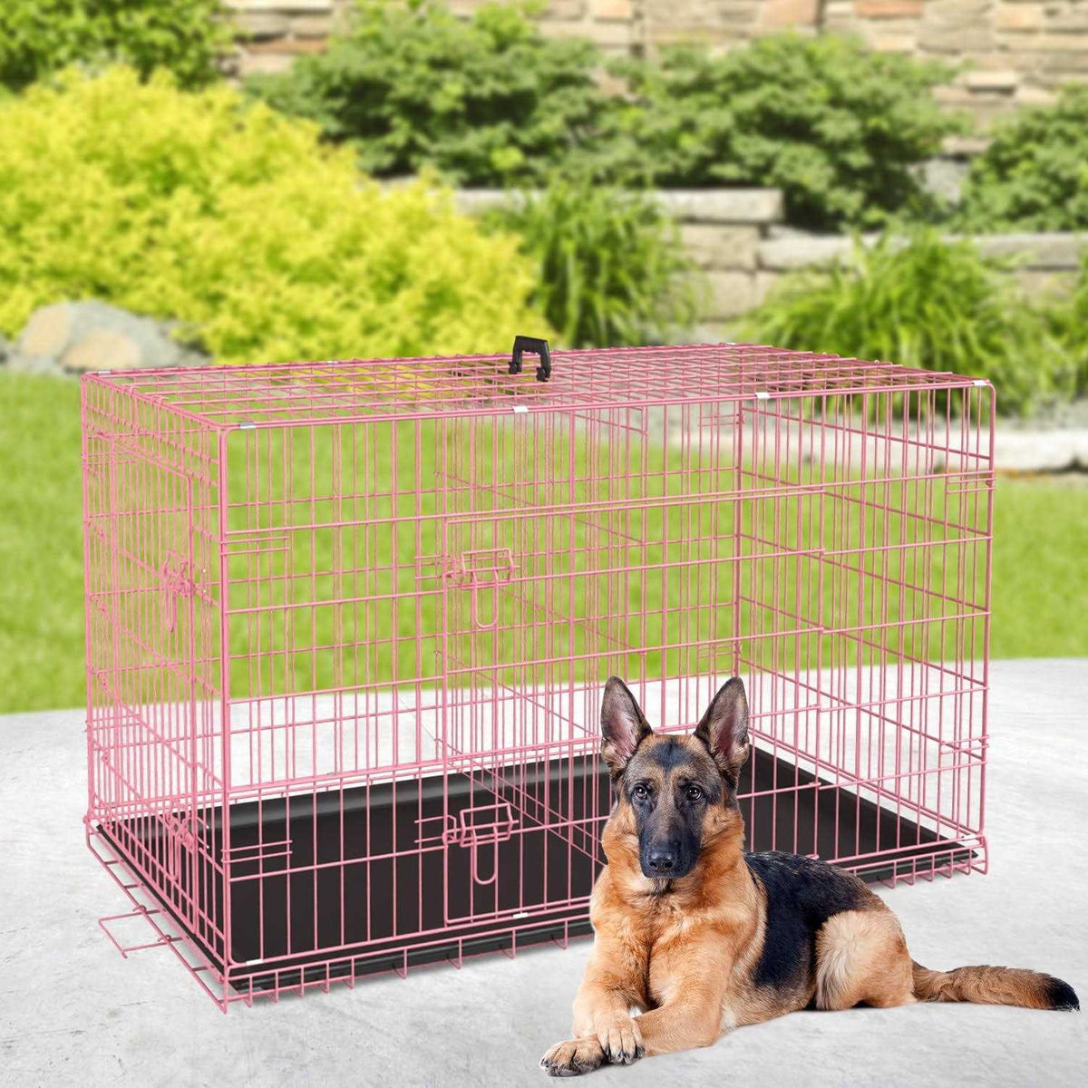 42 inch Foldable Metal Dog Crate with 2 Doors J876498