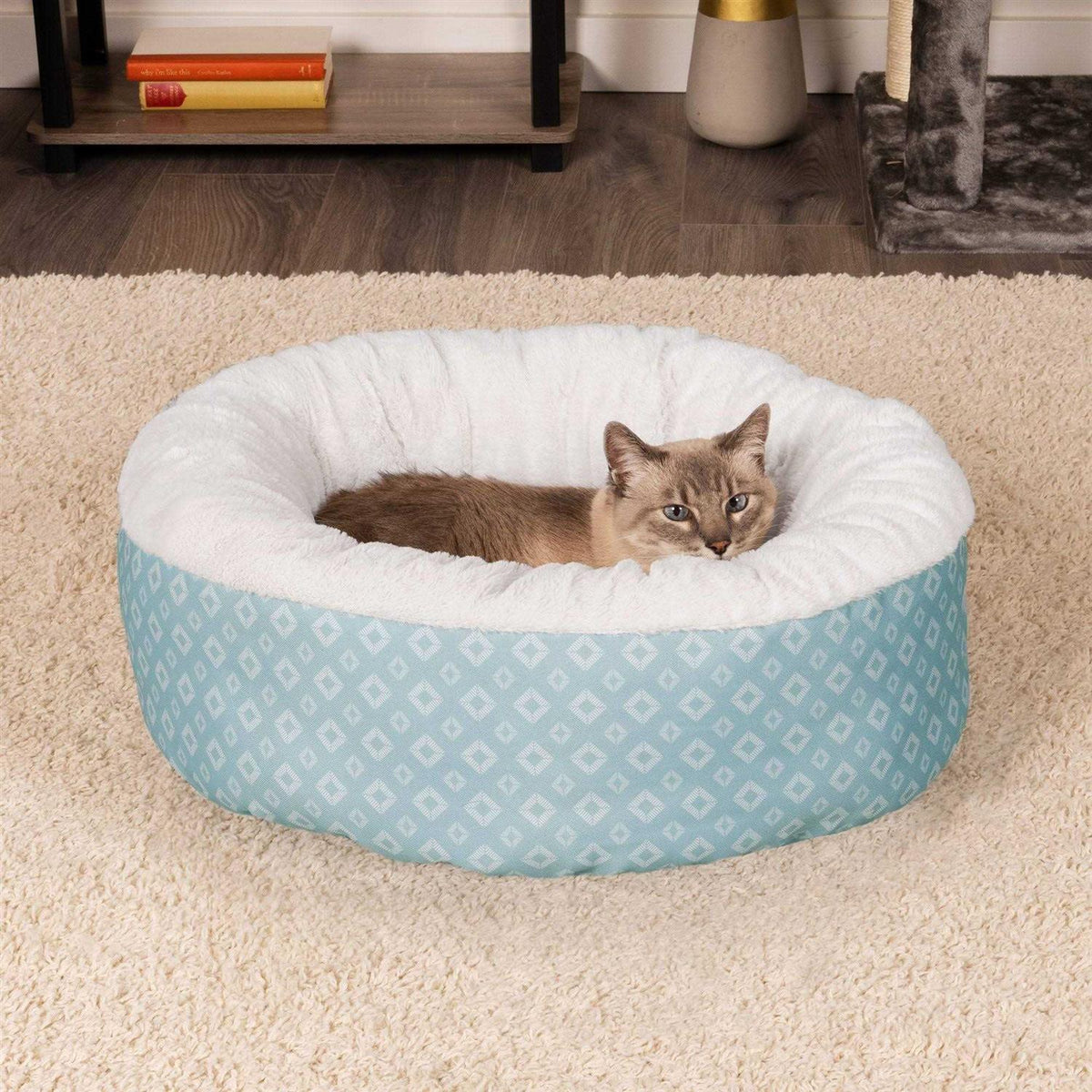 Plush Diamond Print Donut Pet Bed L680