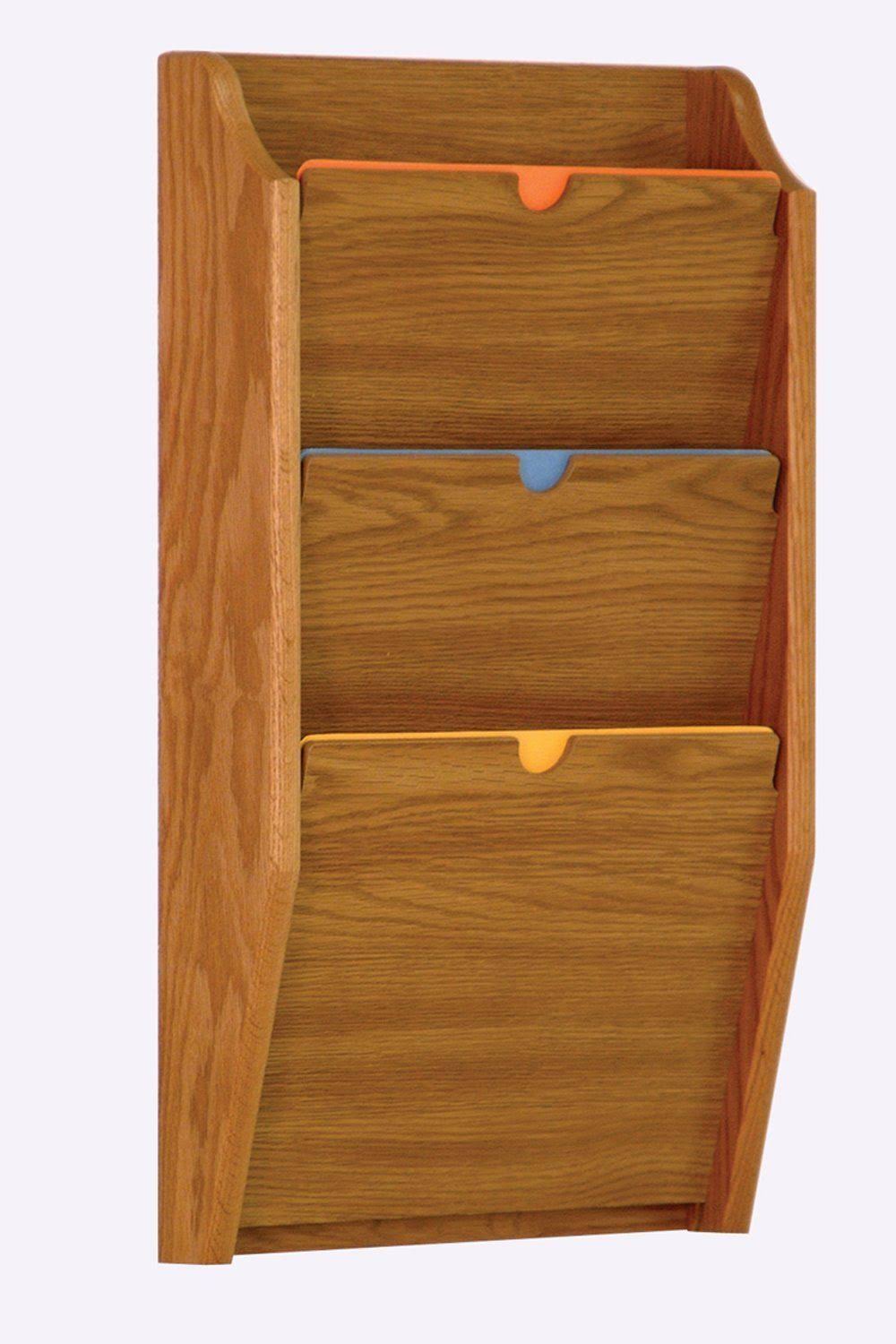 Wooden Mallet 3 Pocket Privacy Letter Size Chart Holder - HIPAA Compliant Medium Oak W778383