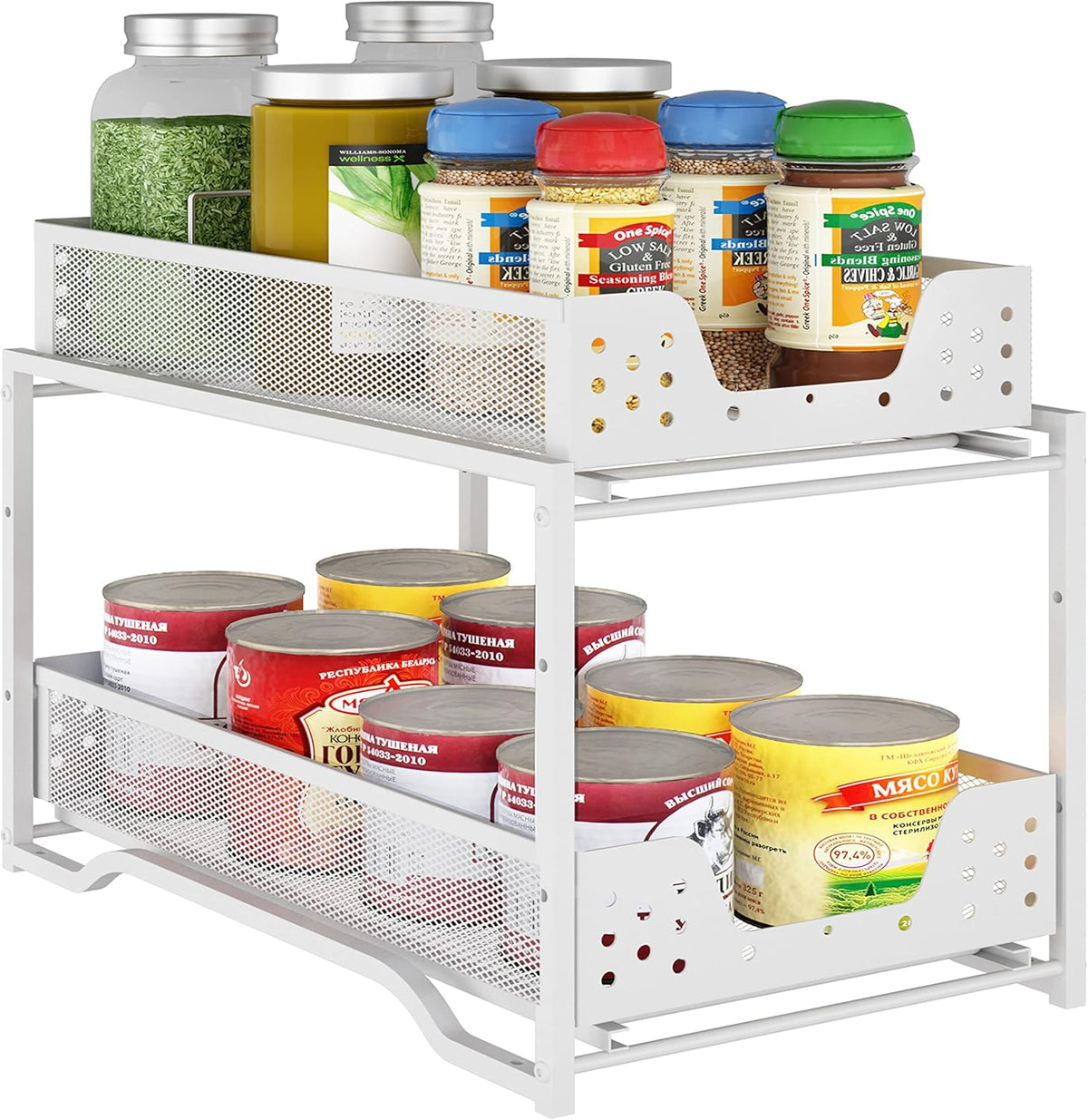 2-Tier Stackable Under Sink Organizer with Sliding Drawer P87594