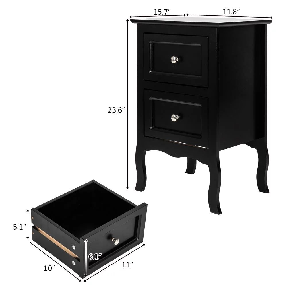 Black Wood Nightstand F5462