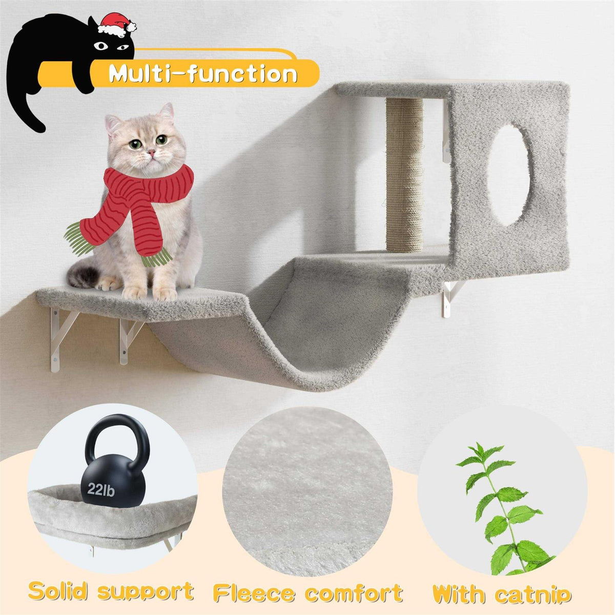 6 Pcs Wall-Mounted Cat Shelves E18069