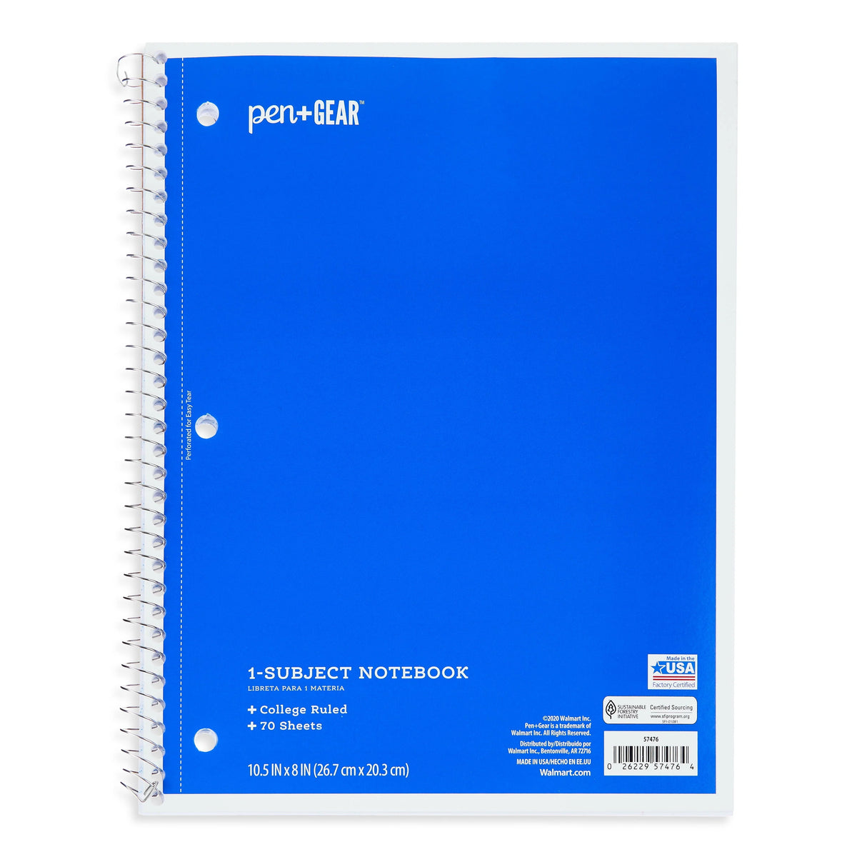 1-Subject College Ruled Notebook, Blue, 70 Sheets L2990
