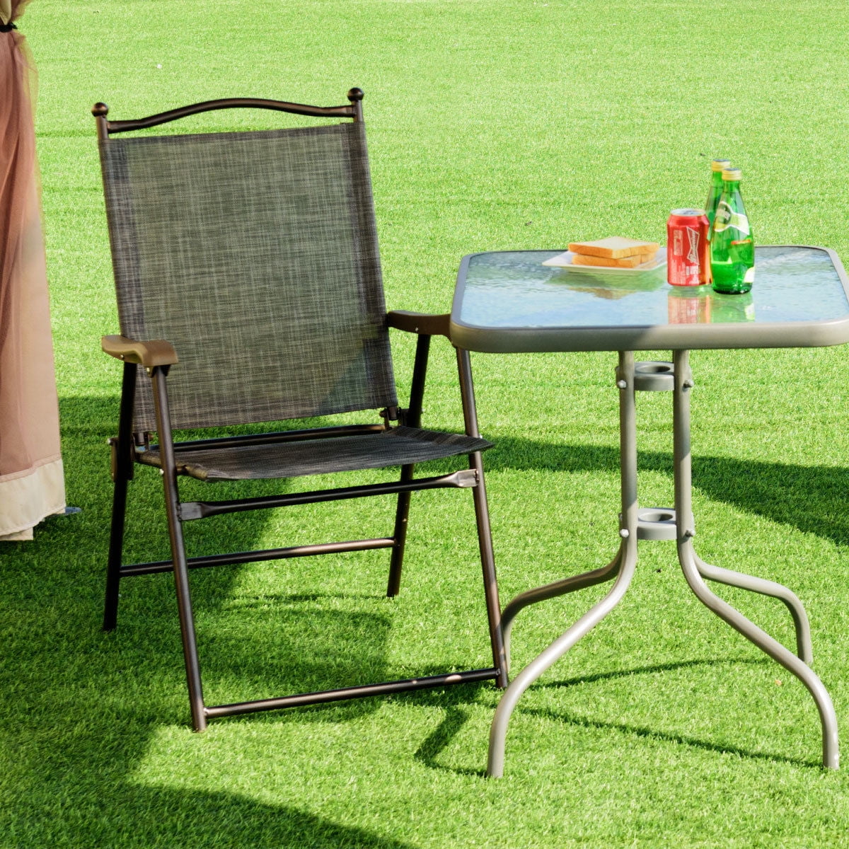 Set of 2 Black Folding Sling Back Chairs J607