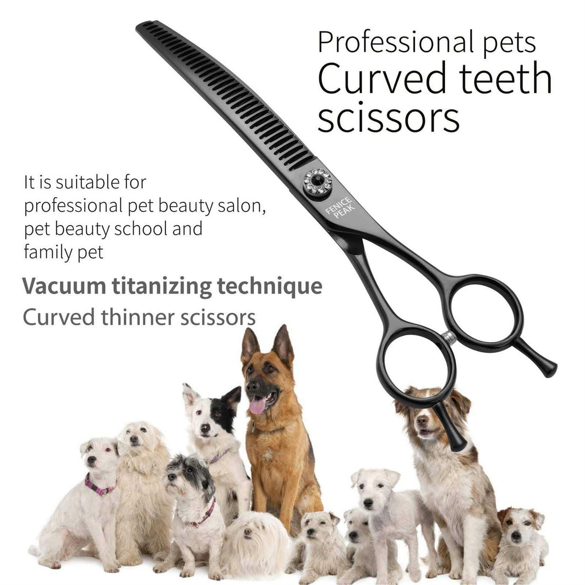 Professional Dog Grooming Curved Thinning Scissors 7.0" 440C Steel O447996