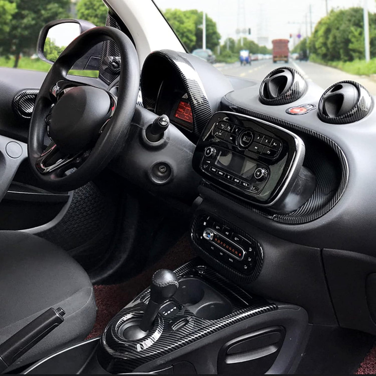 Carbon Fiber Style Gear Shift Panel Cover Sticker E10302