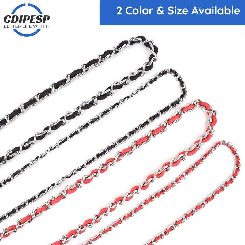 Chew Proof 5.5ft Heavy Duty Dog Leash Metal Chain Lead with Soft Rope Handle Q7259