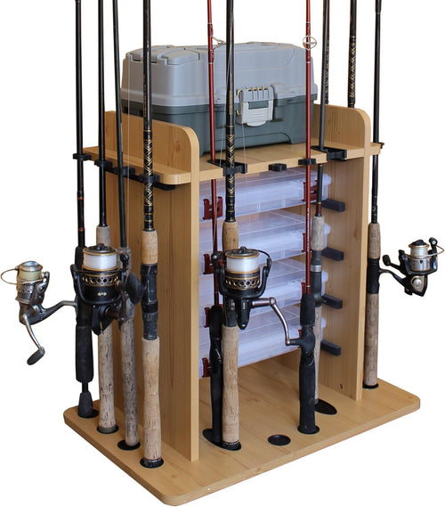 14 Fishing Rod Rack with 4 Utility Box Storage T52598