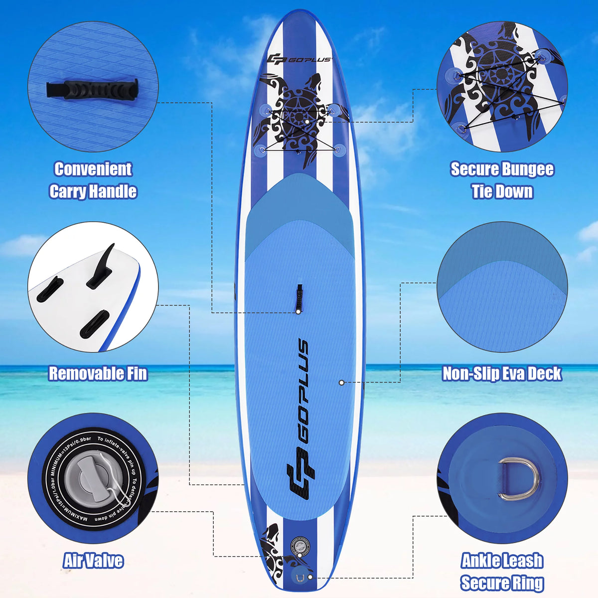 11' Inflatable Stand Up Paddle Board with Carry Bag J168647