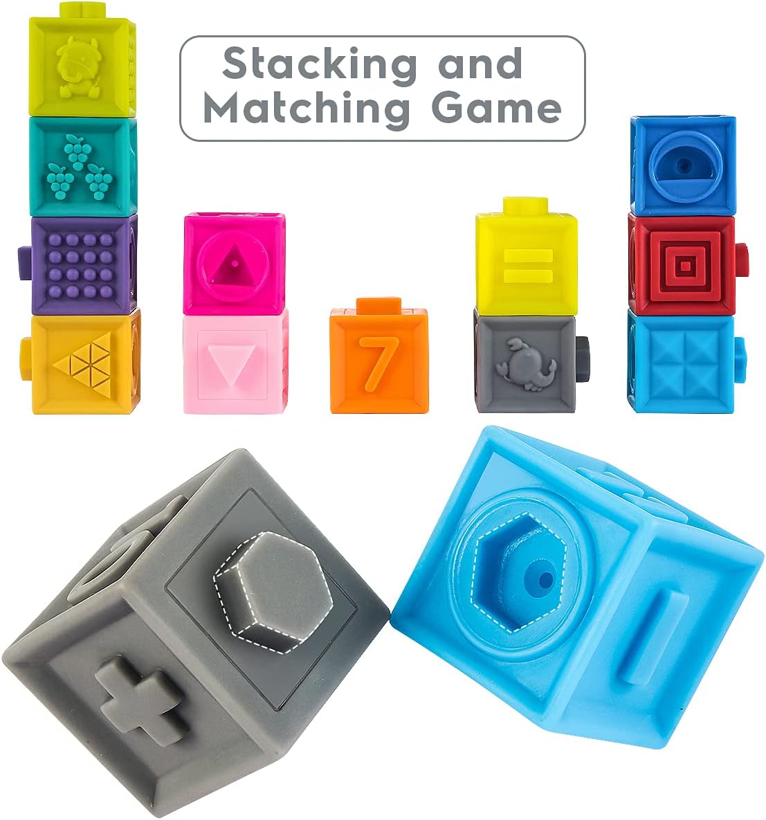 Soft Block Toys 18 PCS Stacking Teething Squeezing Bathtub Animal Shapes Q666113