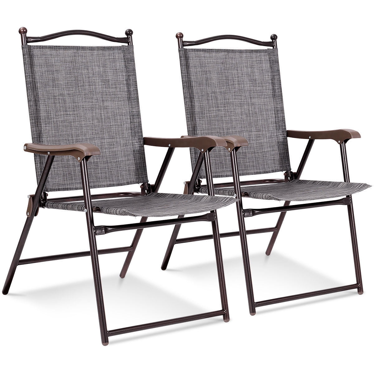 Set of 2 Black Folding Sling Back Chairs J607