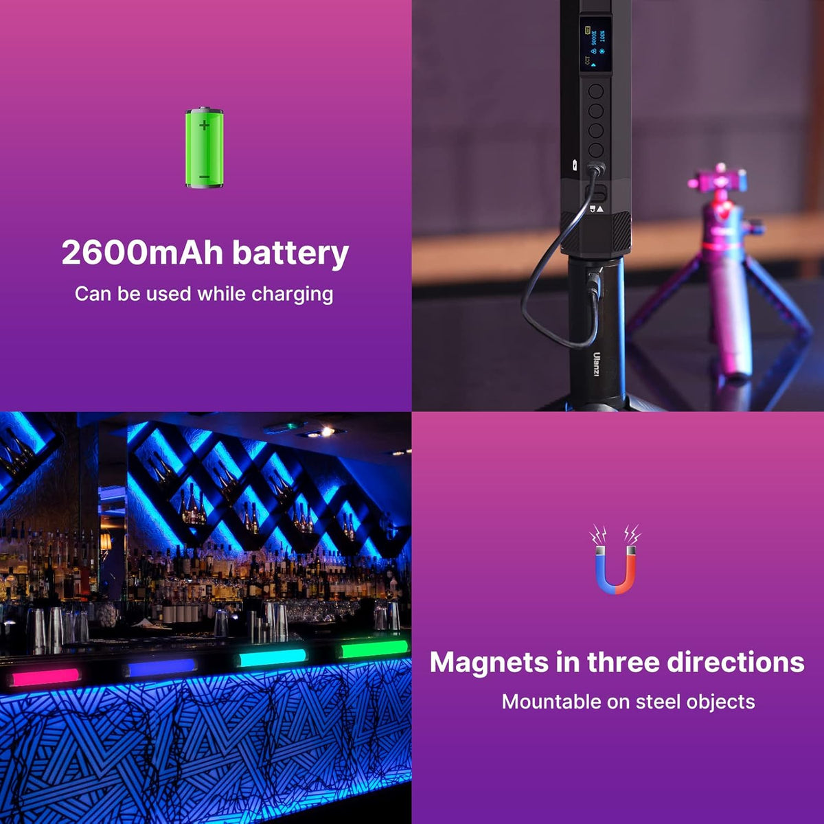 Handheld RGB LED Video Light Wand 2500-9000K Dimmable B311582