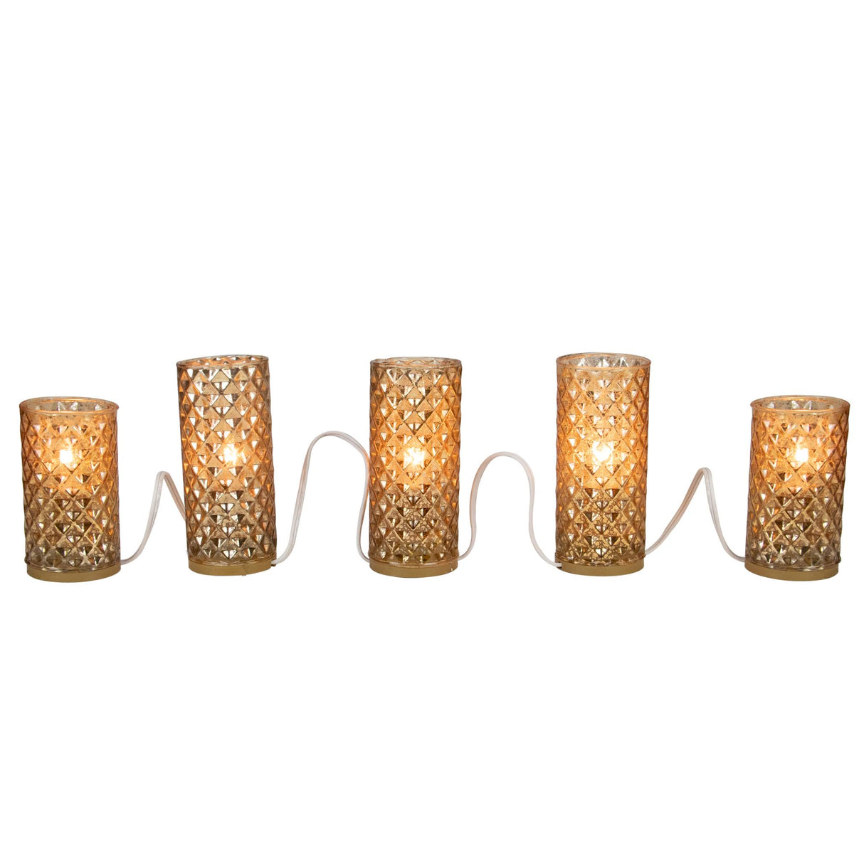 Gold Mercury Glass Flameless Christmas Candle Lights Set of 5 G67268
