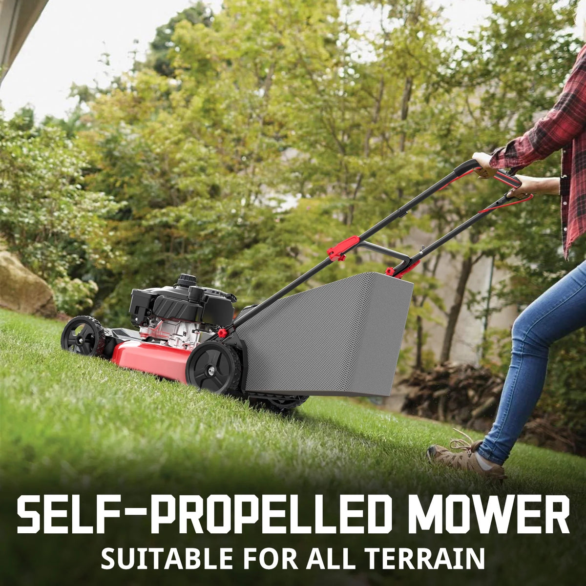 Gas Lawn Mower, 170cc Self-Propelled, 21 inches Cutting Blade M37334