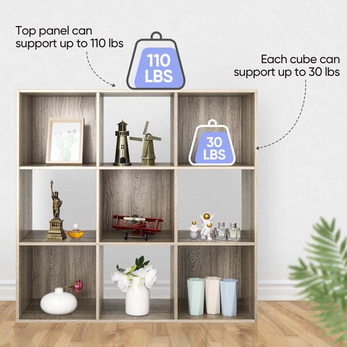 3-Tier 9 Cube Wood Storage Organizer A981