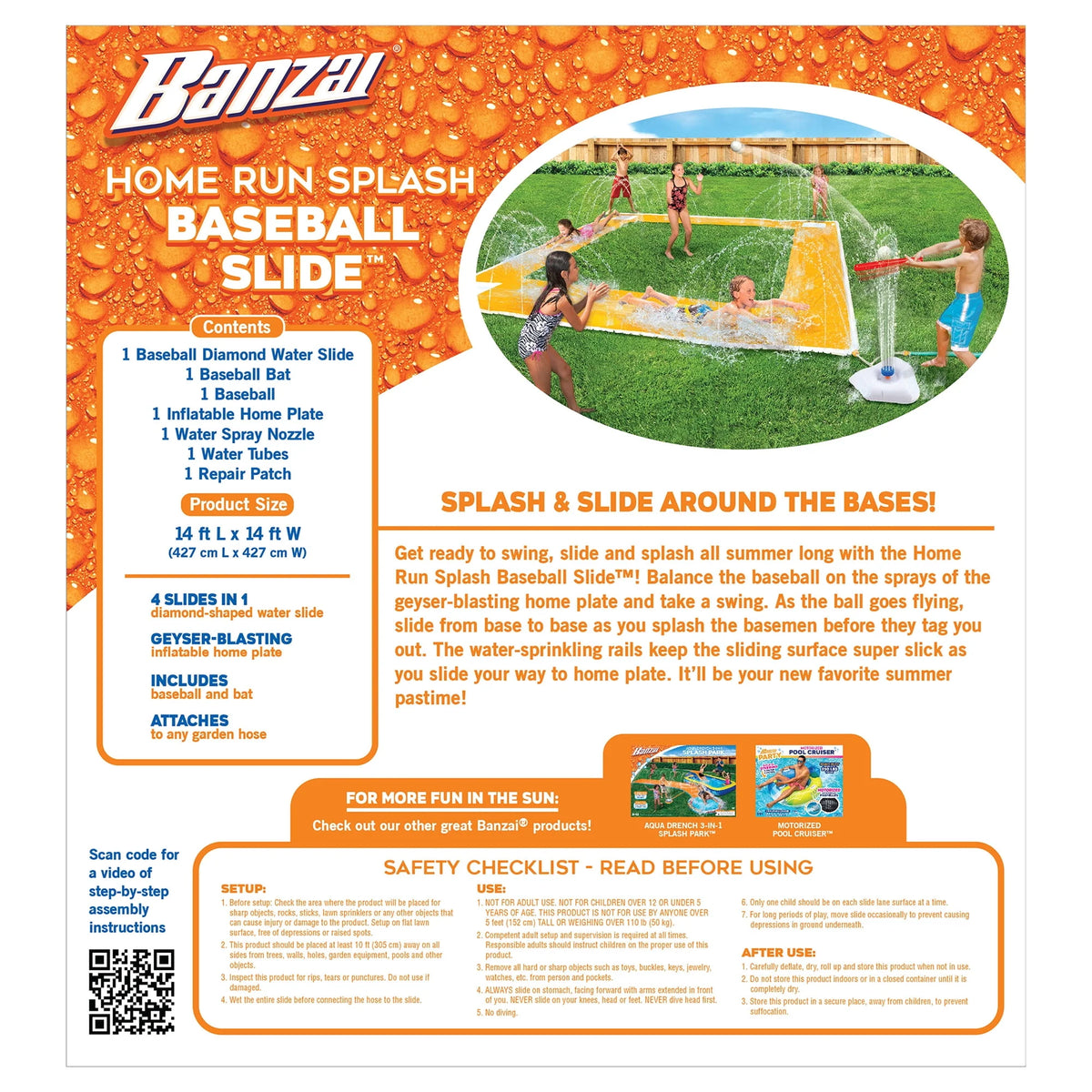 Kids 14 Feet x 14 Feet Baseball Slide Z575