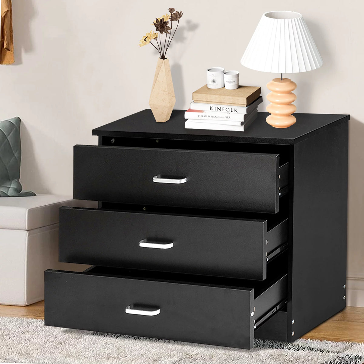 Black 3 Drawer Dresser D36415