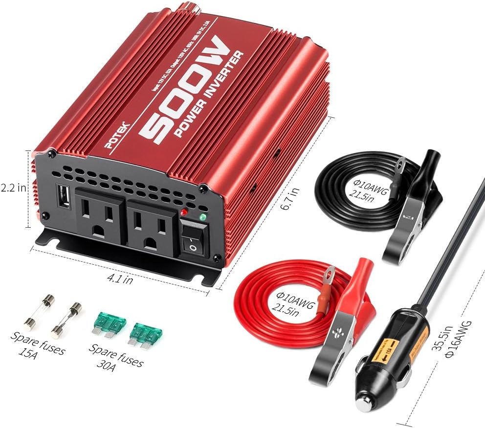 500W Car Power Inverter DC 12V to AC 110V K39636