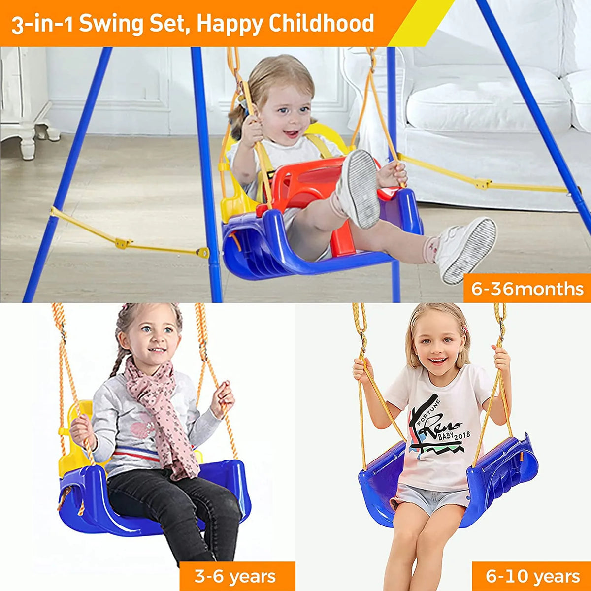 3 in 1 Toddler Swing Set with 4 Sandbags Q3890