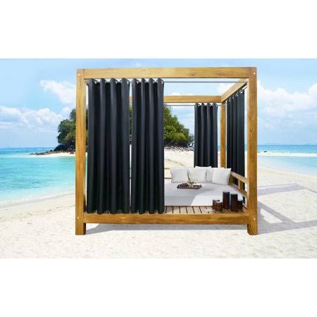 Outdoor Solid Grommet Top Panel Set of Two 50 x 108 Black T724