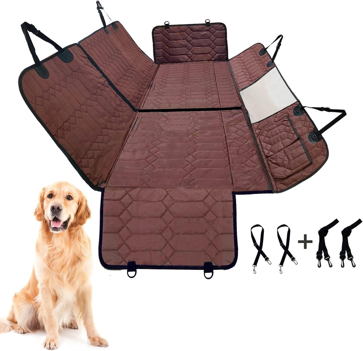 4-in-1 Waterproof Dog Car Seat Cover with Mesh Window Z4863