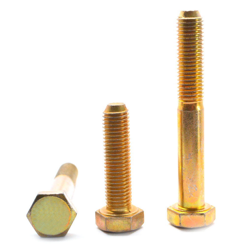 8x22 Fine Thread Grade 8 Hex Cap Screw Alloy Steel Yellow Zinc Plated E34258