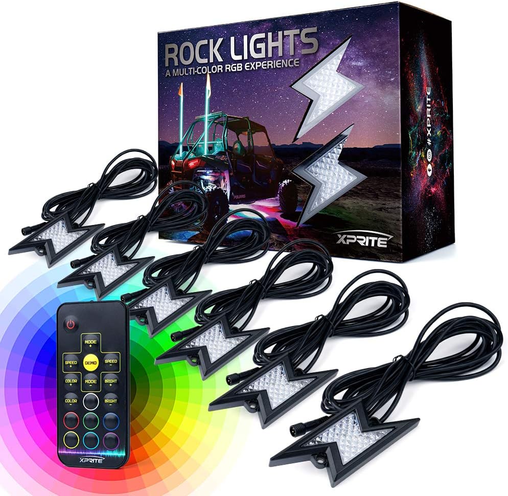 RGB LED Rock Lights Kit with Wireless Remote Control, 6PCS W848048