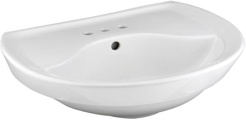 Wall-Mounted Pedestal Lavatory Top with 3 Faucet Holes, White A5496