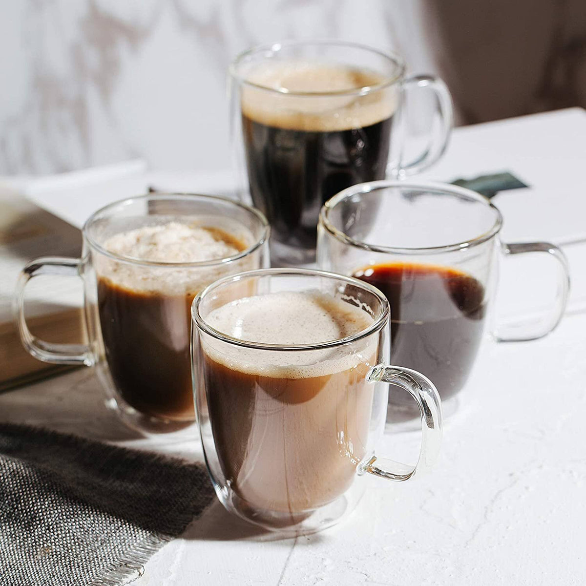 Insulated Glass Coffee Mugs Set of 4 D8537