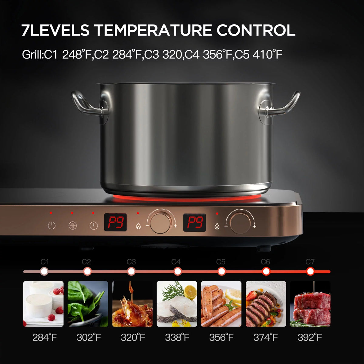 Portable Induction Cooktop Electric Stove & Cast Iron Griddle S875472