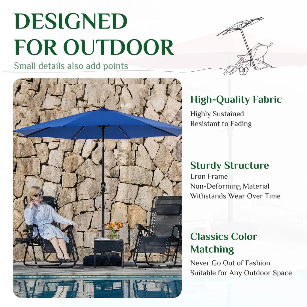 9-Ft Outdoor Patio Umbrella with Push Button Tilt and Crank W49859