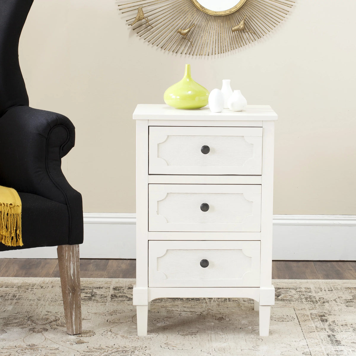 White Three Drawer Side Chest H4126