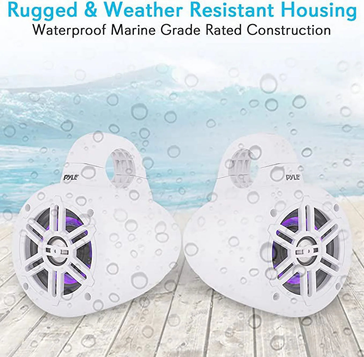 4 Inch 300 Watt Bluetooth Marine Tower Speaker System, Pair T7047